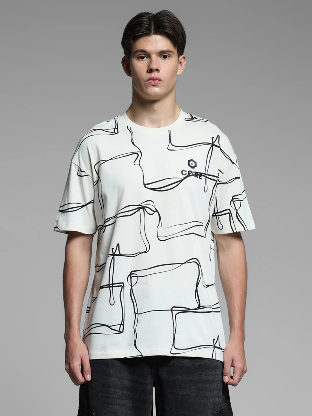 White Printed Oversized T-shirt - Image 8