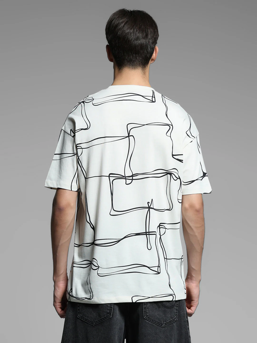 White Printed Oversized T-shirt - Image 9