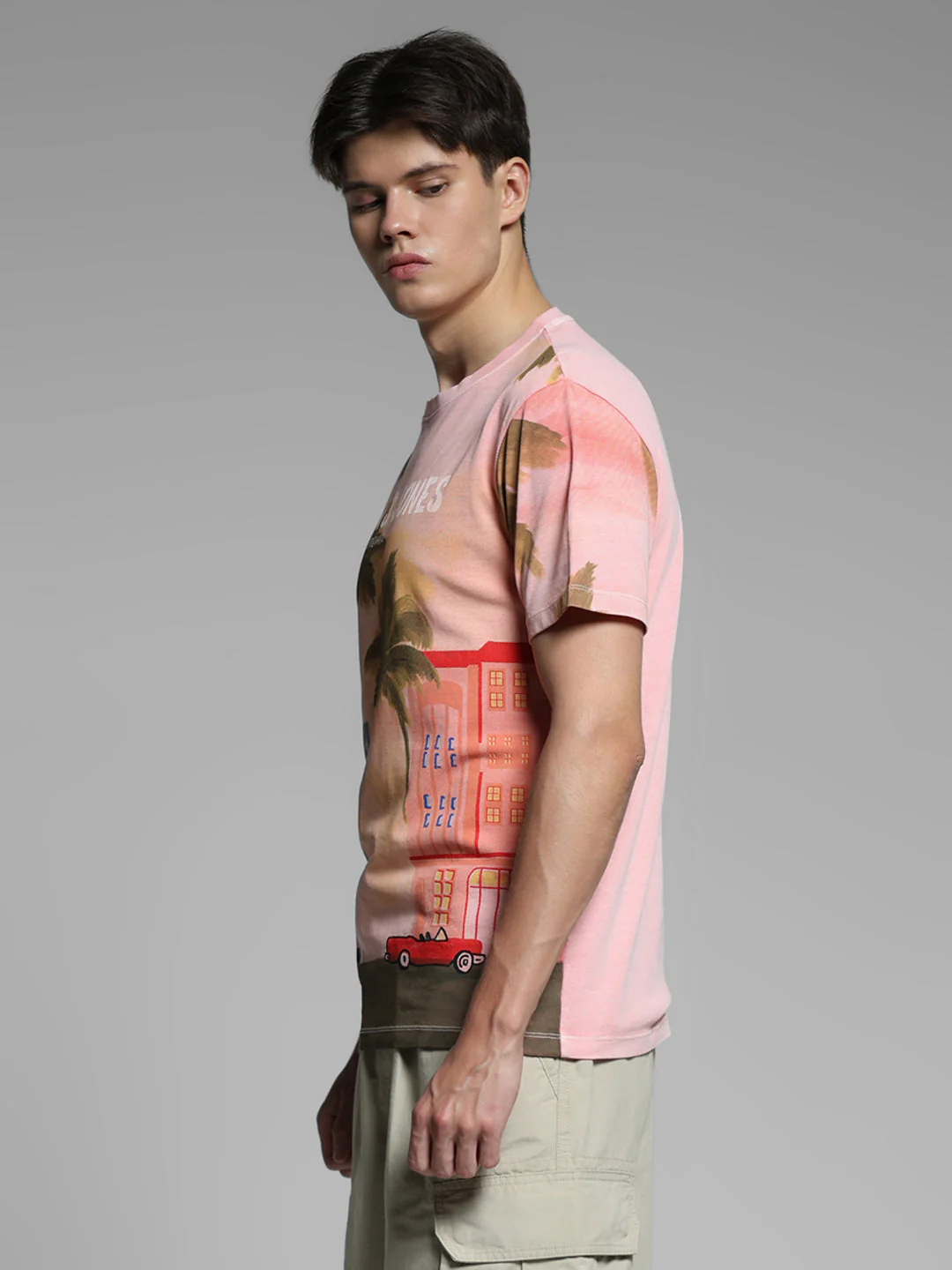 Pink Printed Cotton T-shirt - Image 3