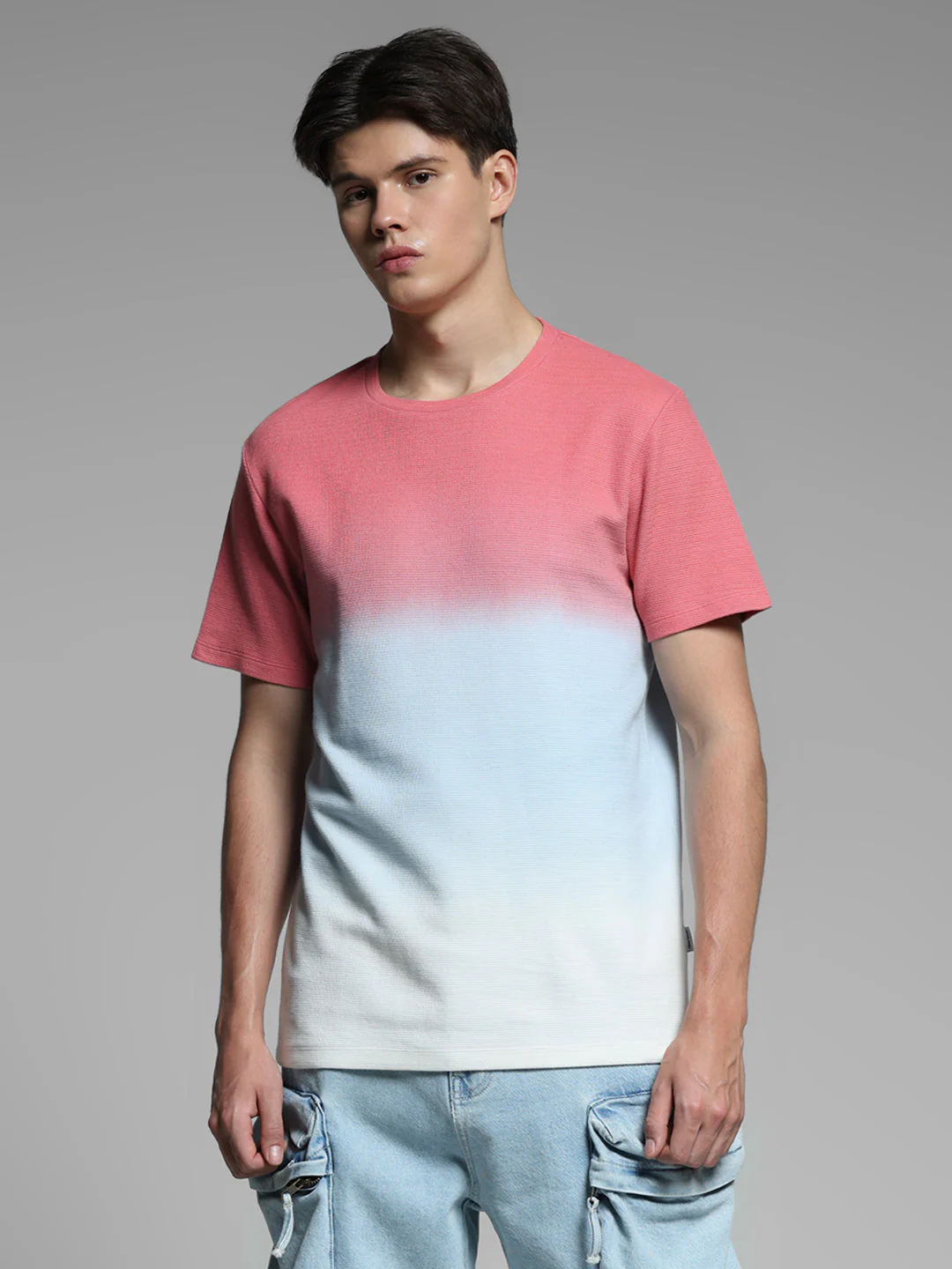 Pink Colourblocked Cotton T-shirt - Image 2