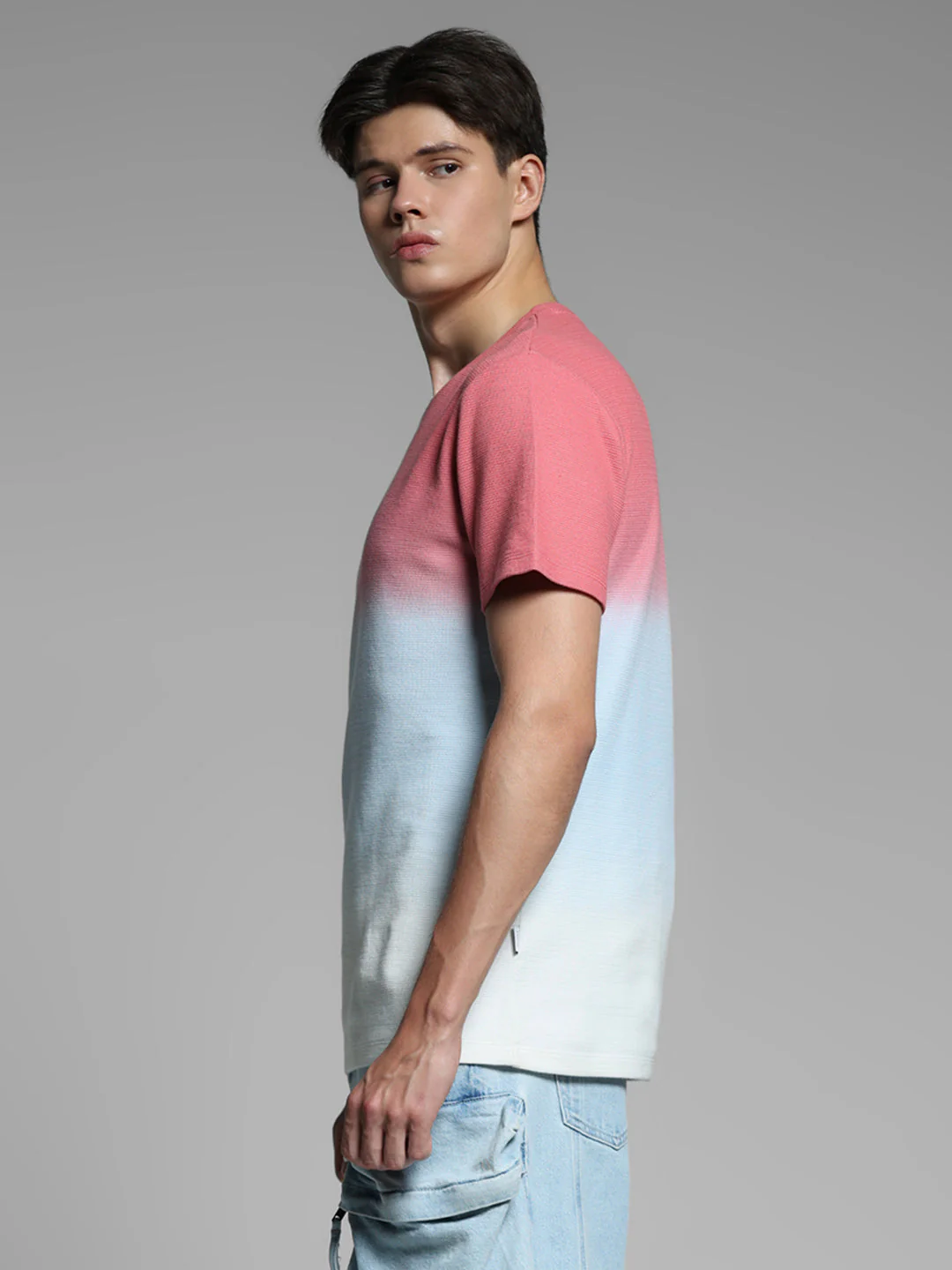 Pink Colourblocked Cotton T-shirt - Image 3