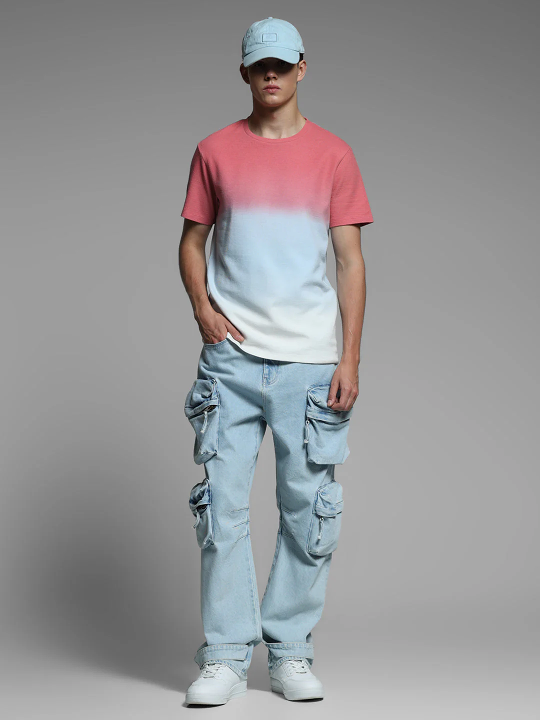Pink Colourblocked Cotton T-shirt - Image 6