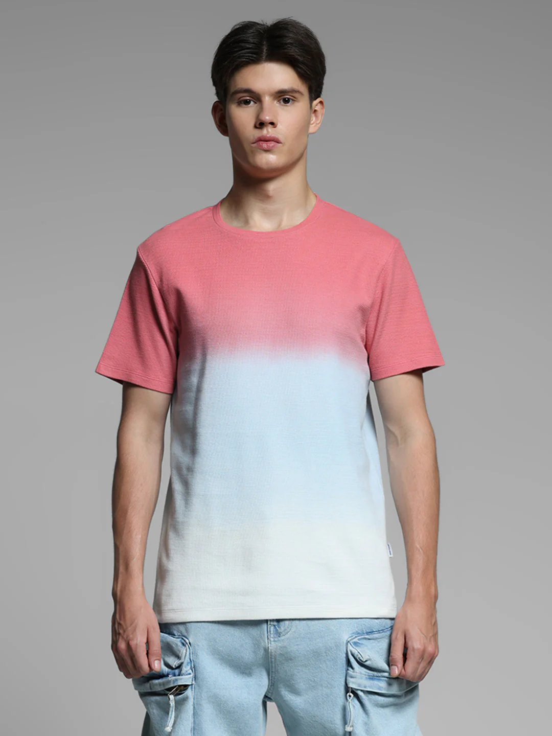 Pink Colourblocked Cotton T-shirt - Image 8