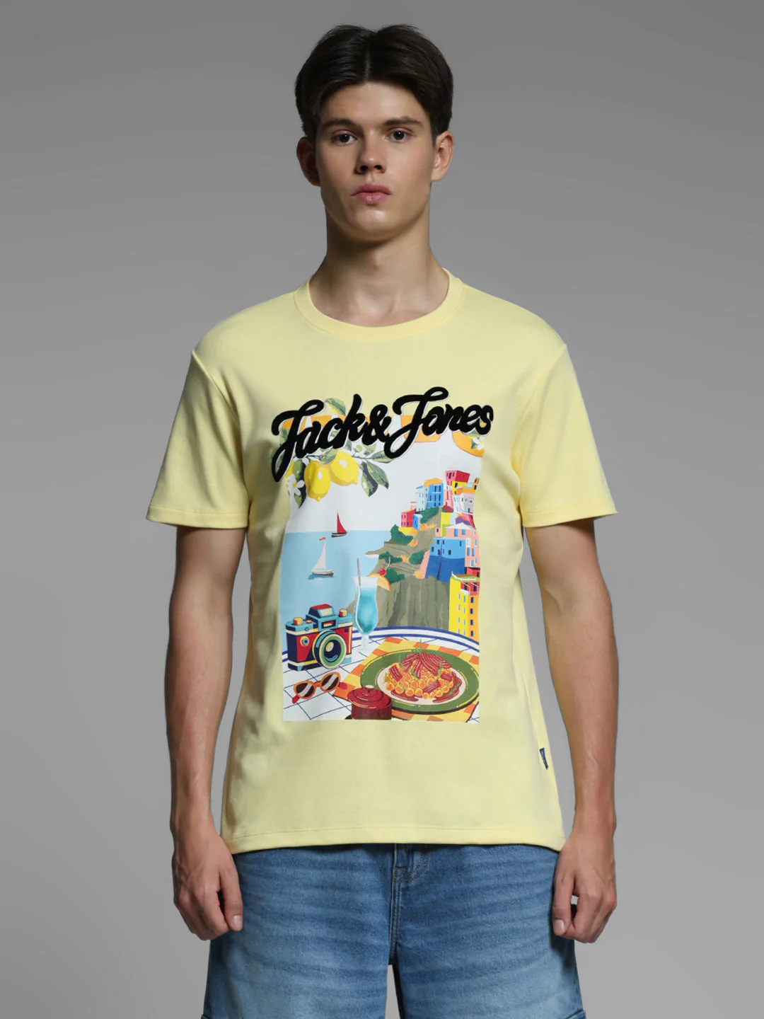 Yellow Printed Cotton T-shirt - Image 8