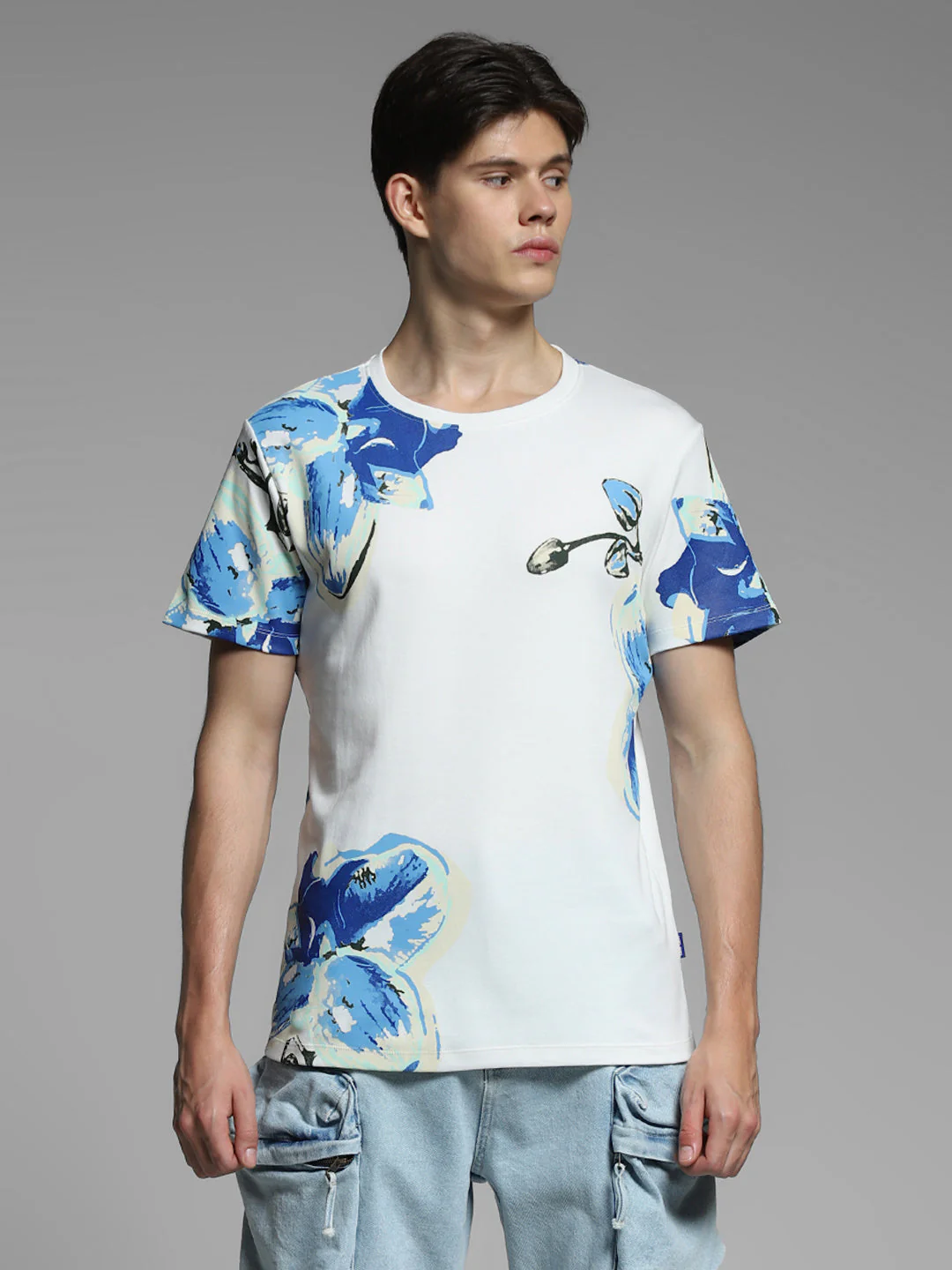 White Floral Cotton T-shirt - Image 2