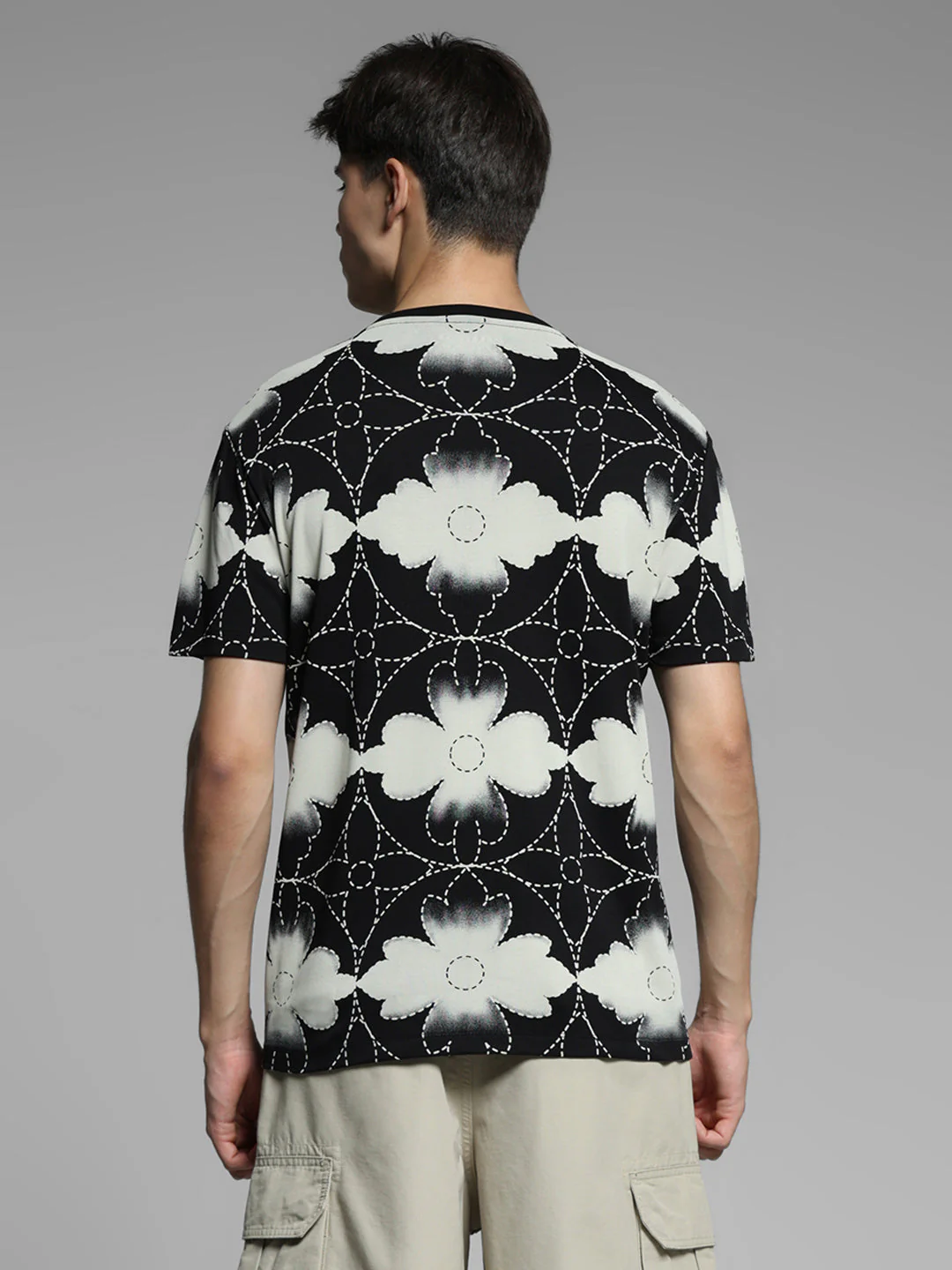 Black Printed Cotton T-shirt - Image 4