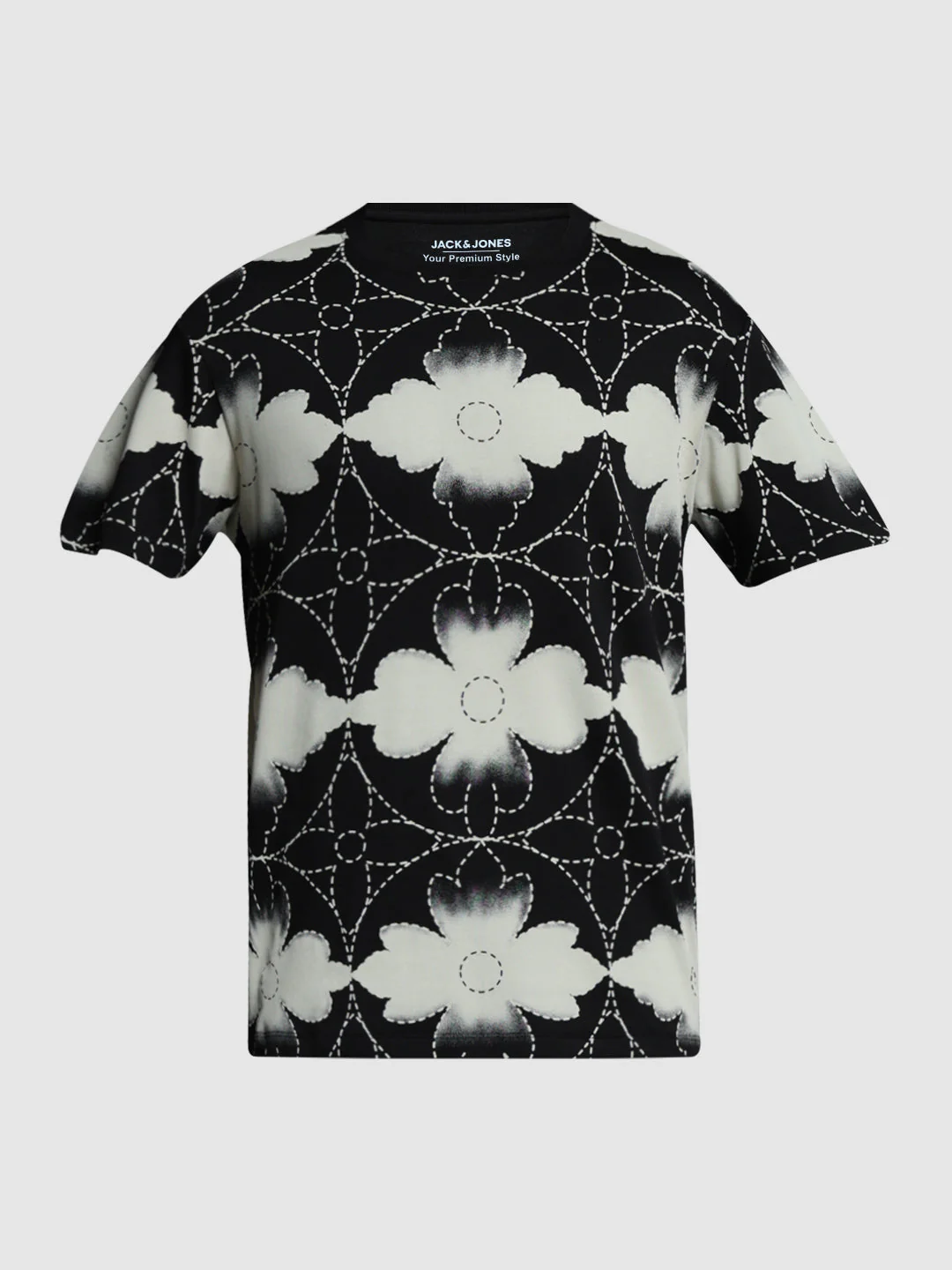 Black Printed Cotton T-shirt - Image 7