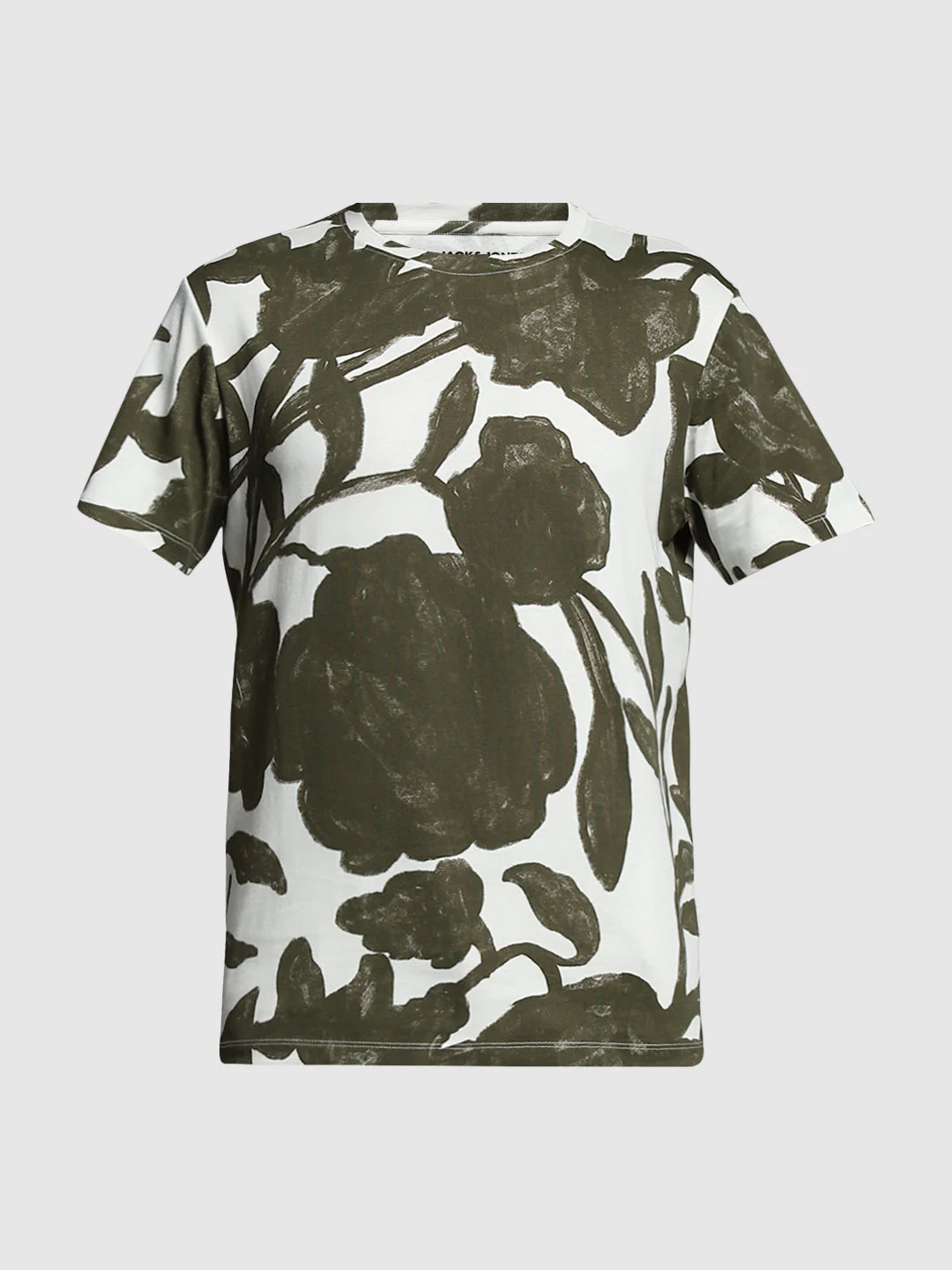 White & Green Printed Cotton T-shirt - Image 7
