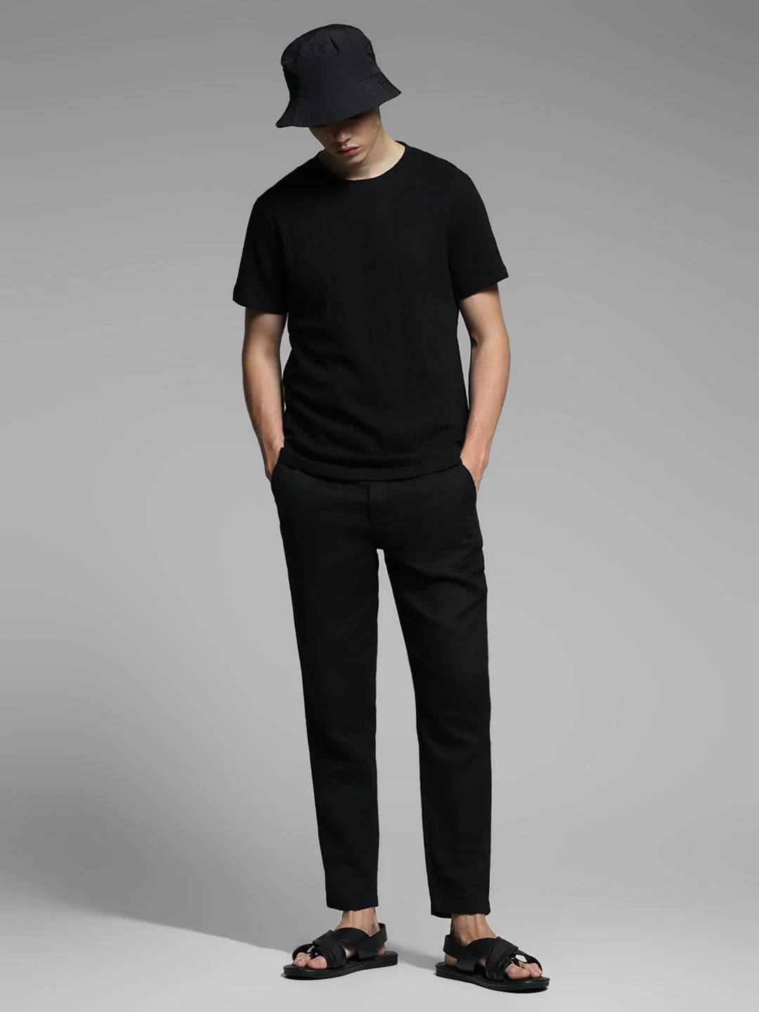 Black Cotton Crew Neck T-shirt - Image 6