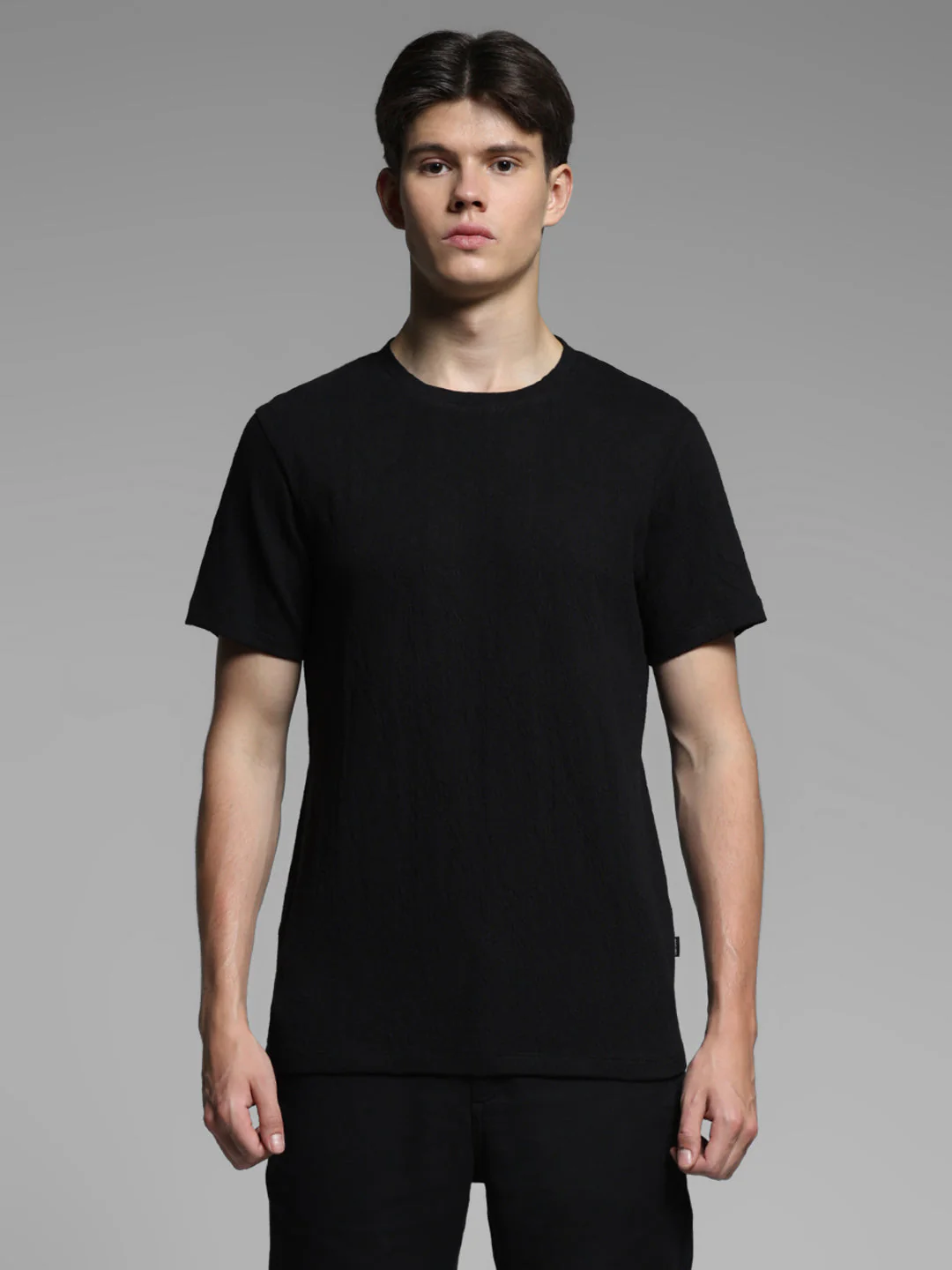 Black Cotton Crew Neck T-shirt - Image 8