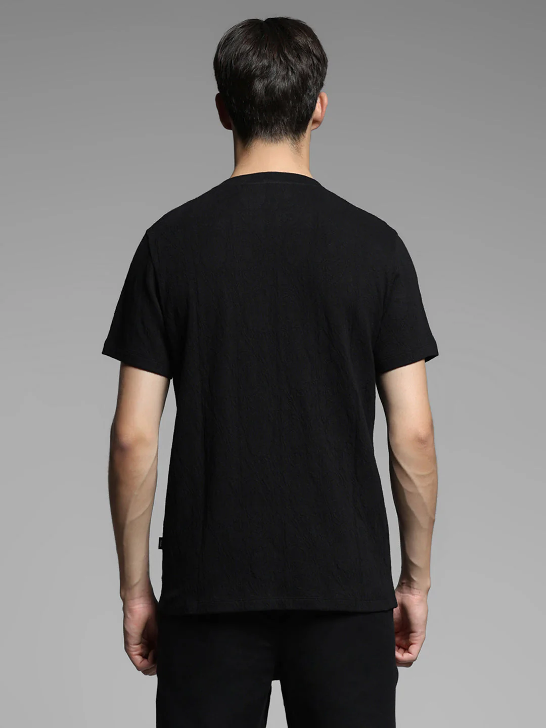 Black Cotton Crew Neck T-shirt - Image 9