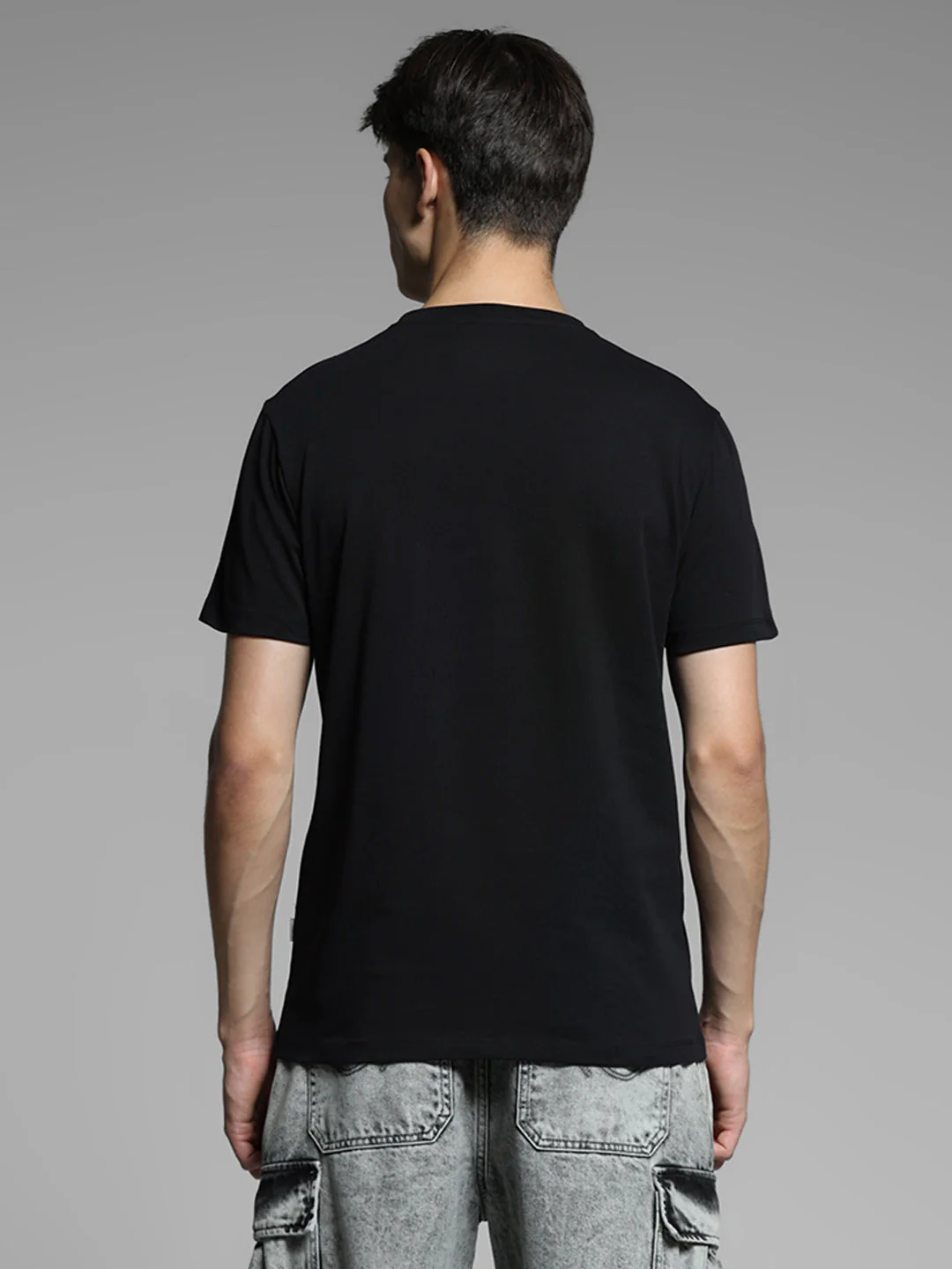 Black Zip Detail Cotton T-shirt - Image 4