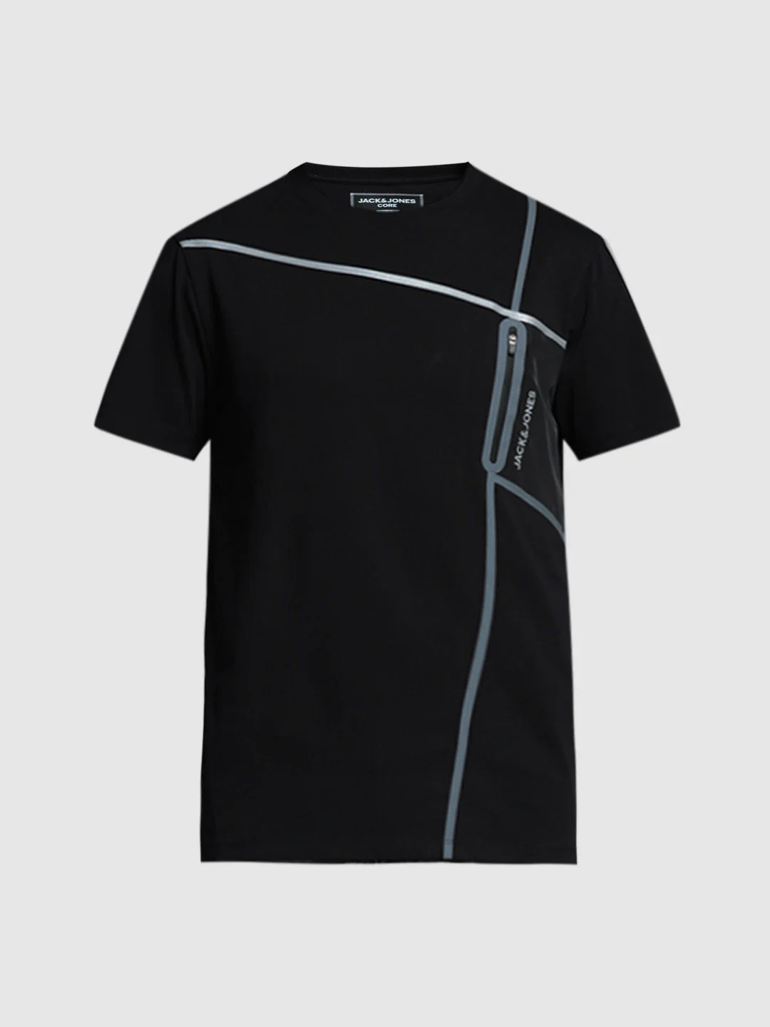 Black Zip Detail Cotton T-shirt - Image 7