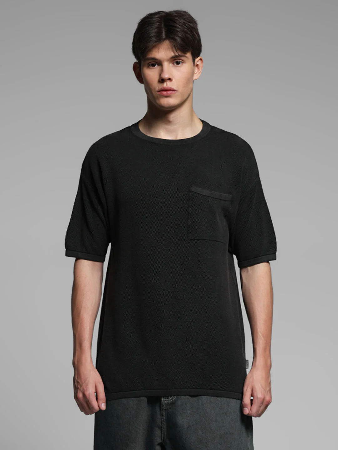 Black Cotton Washed Oversized T-shirt - Image 8