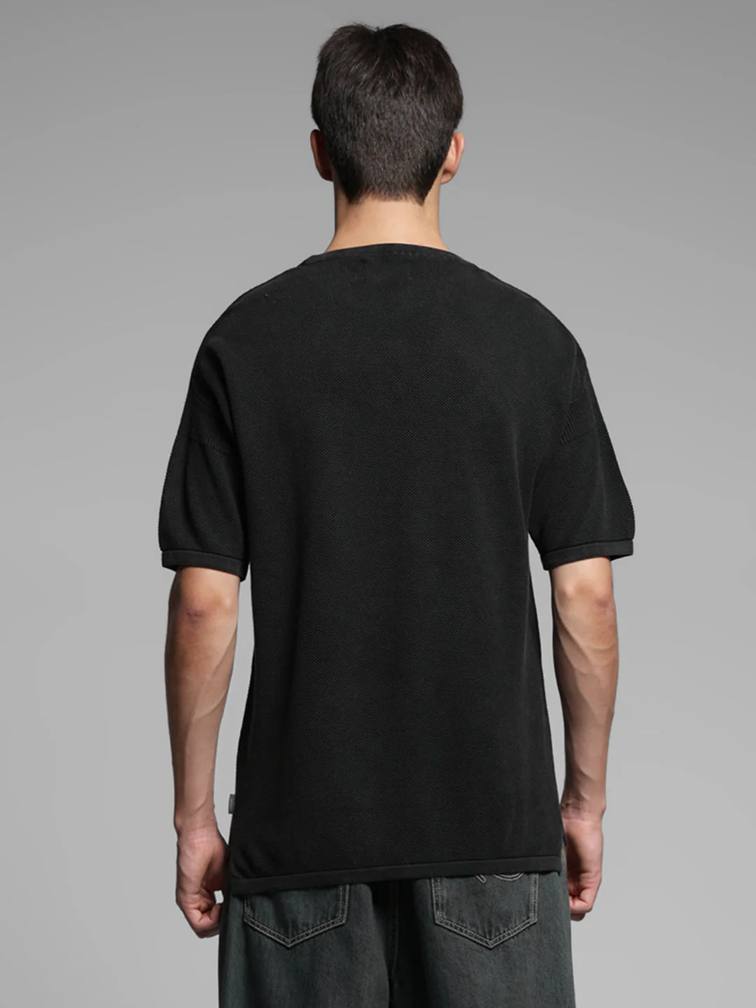 Black Cotton Washed Oversized T-shirt - Image 9