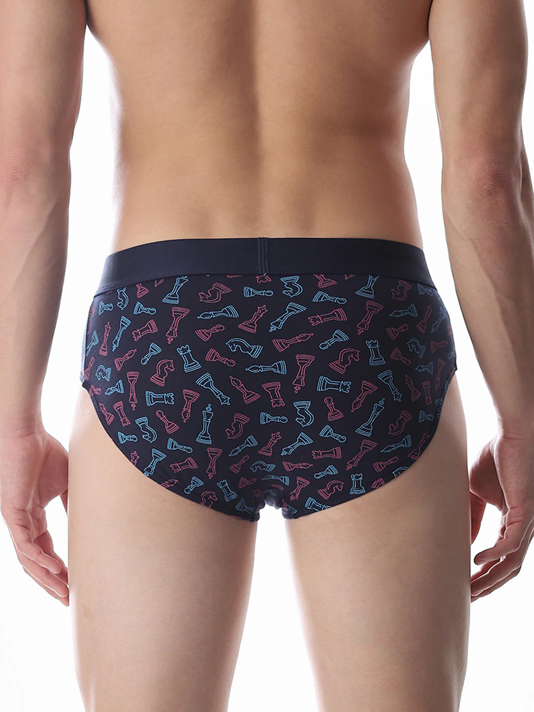 Navy Blue Chess Pawns Print Briefs - Image 3