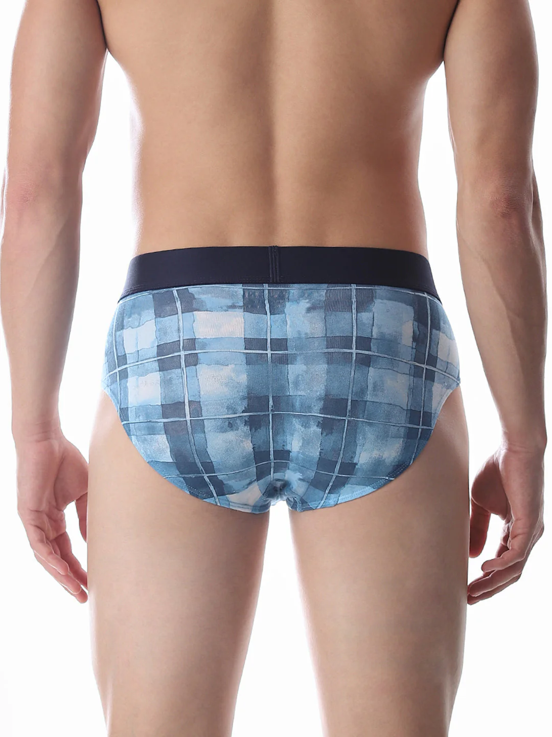 Blue Check Print Briefs - Image 3