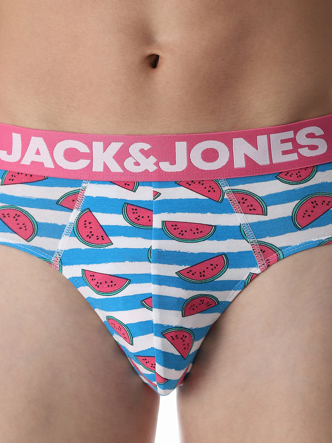 Blue Watermelon Striped Print Briefs - Image 4