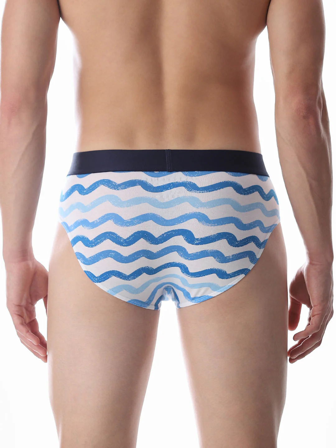 Blue Wave Stripes Printed Briefs - Image 3