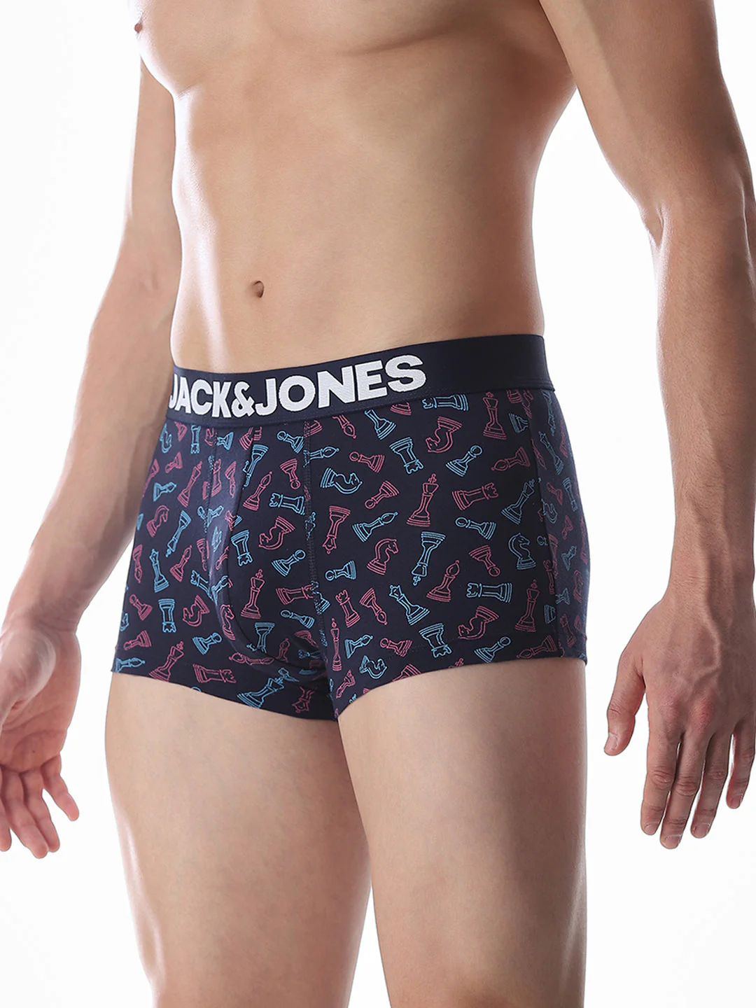 Navy Blue Chess Pawns Print Trunks - Image 2