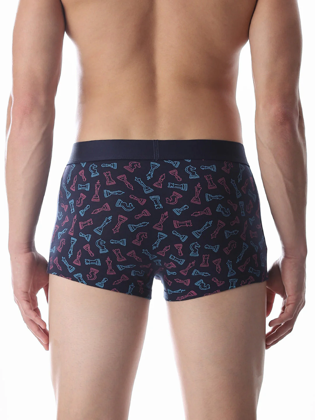 Navy Blue Chess Pawns Print Trunks - Image 3