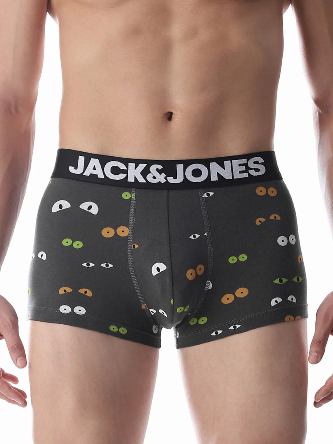 Dark Grey Printed Trunks