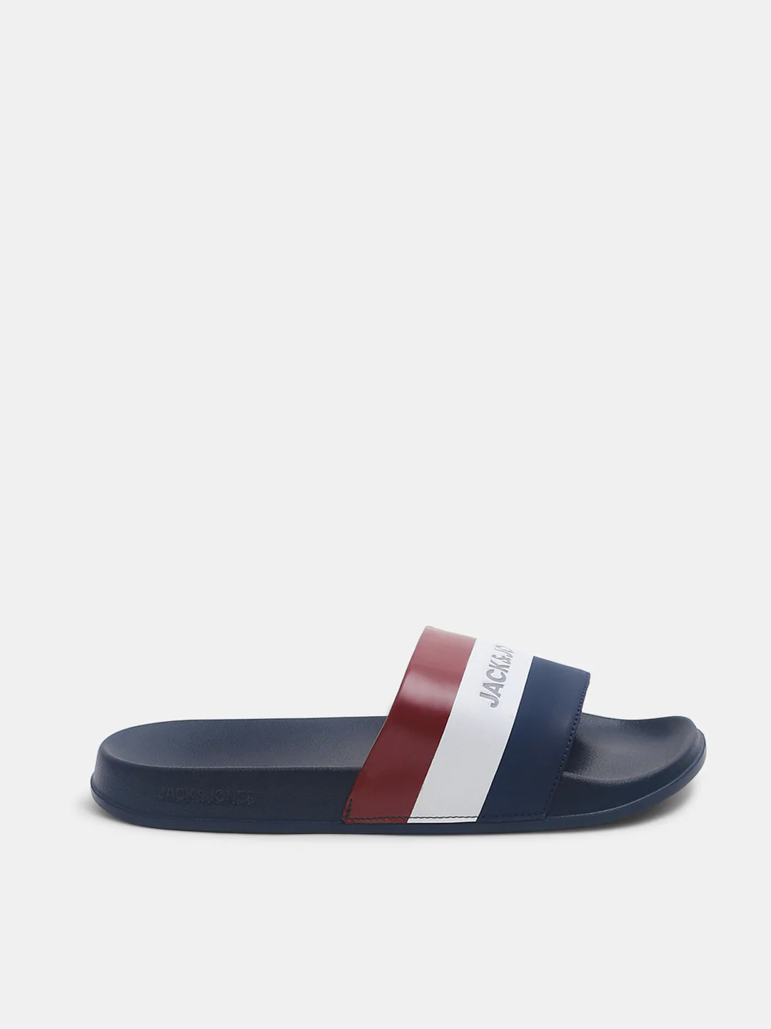 Navy Blue Striped Pool Sliders - Image 2