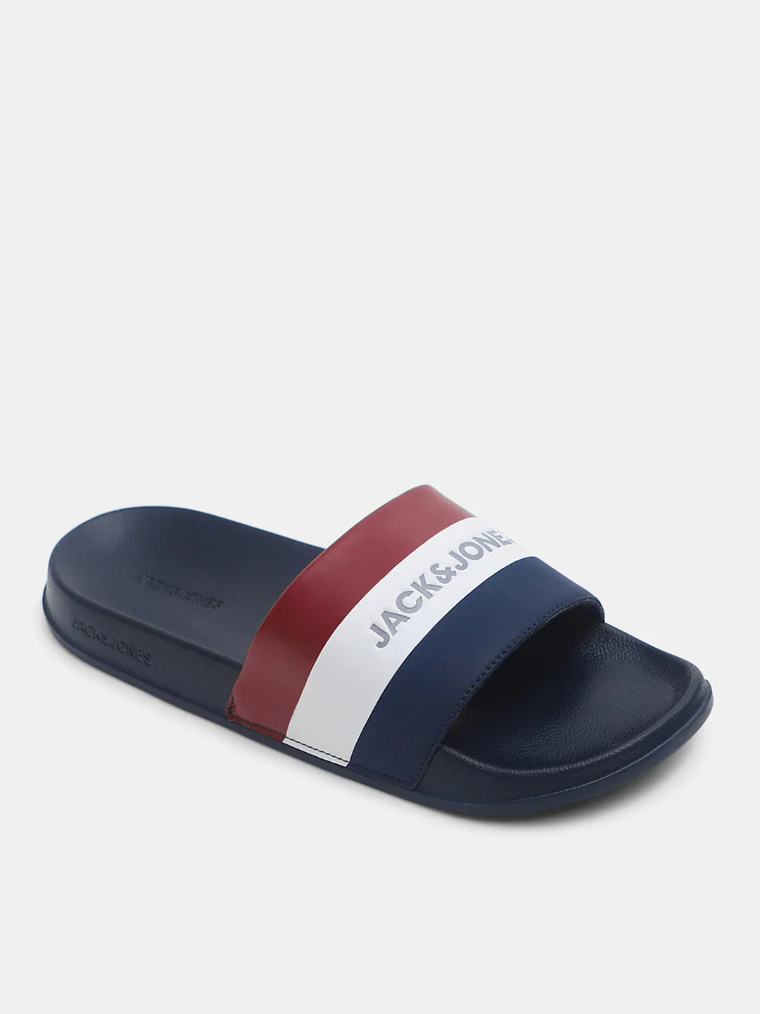 Navy Blue Striped Pool Sliders - Image 4