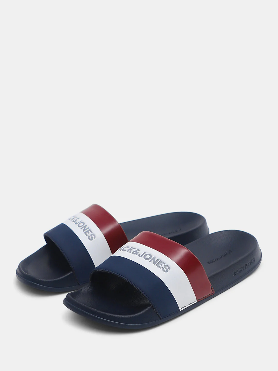 Navy Blue Striped Pool Sliders - Image 6
