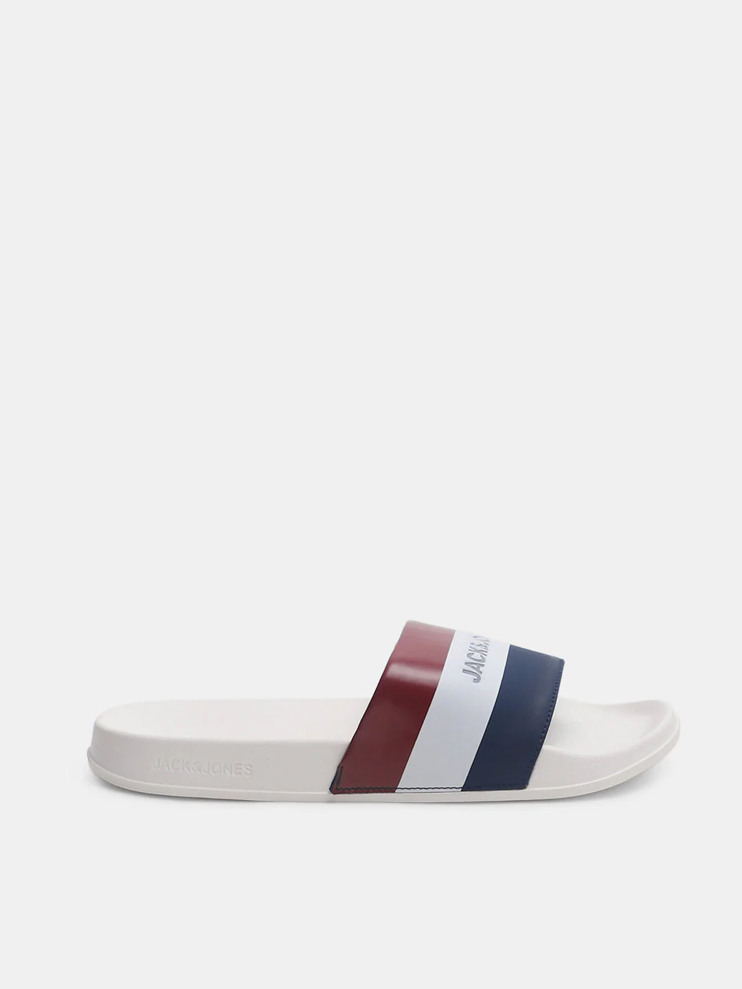 White Striped Pool Sliders - Image 2