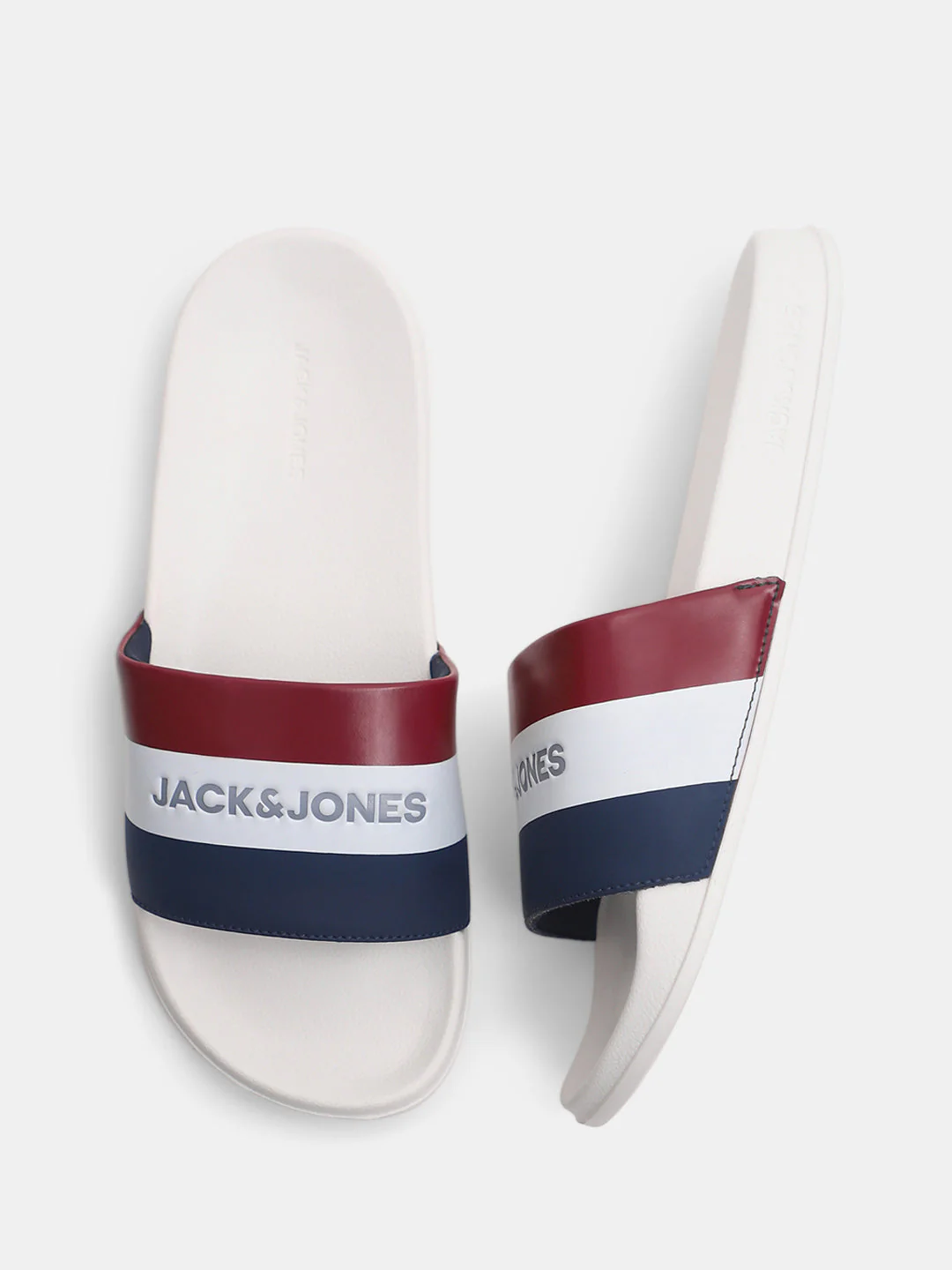 White Striped Pool Sliders - Image 3