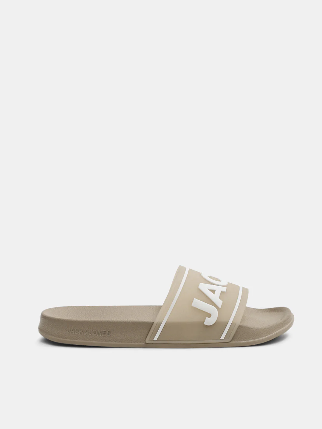 Beige Translucent Logo Print Pool Sliders - Image 2