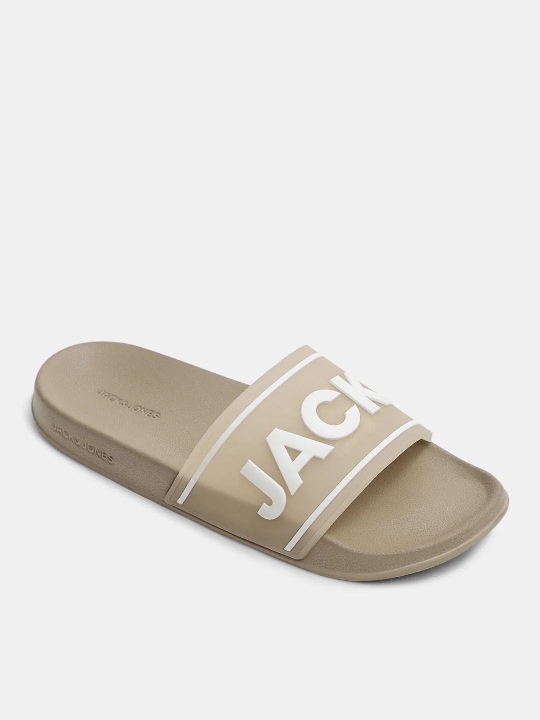 Beige Translucent Logo Print Pool Sliders - Image 4