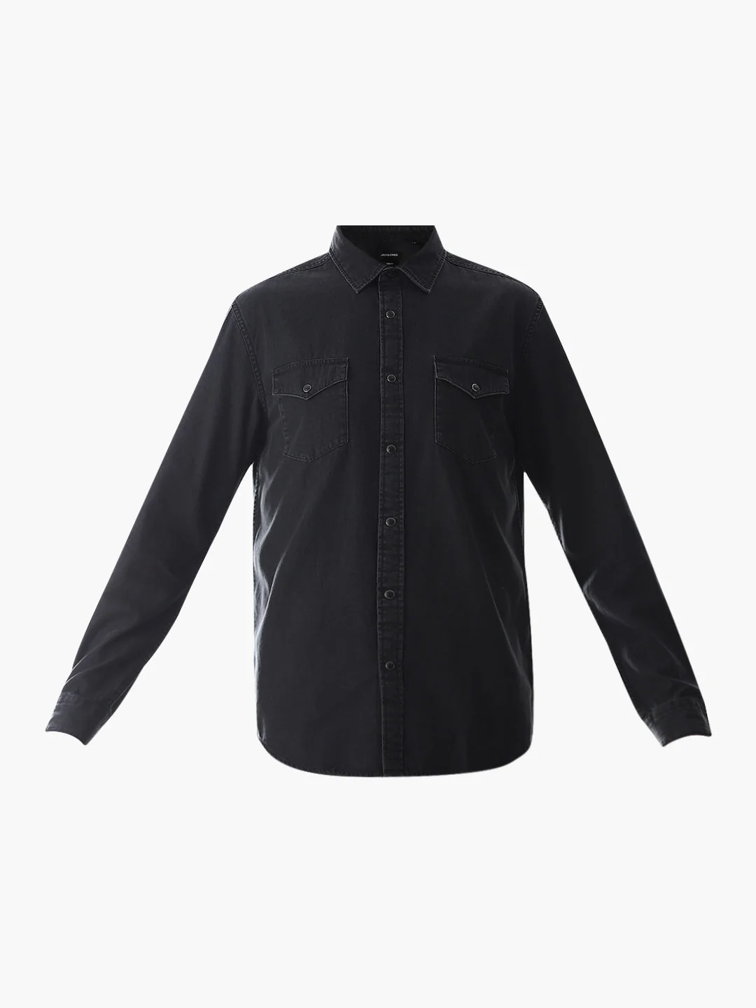 2 Patch Pocket Cotton Denim Shirt - Black - Image 7