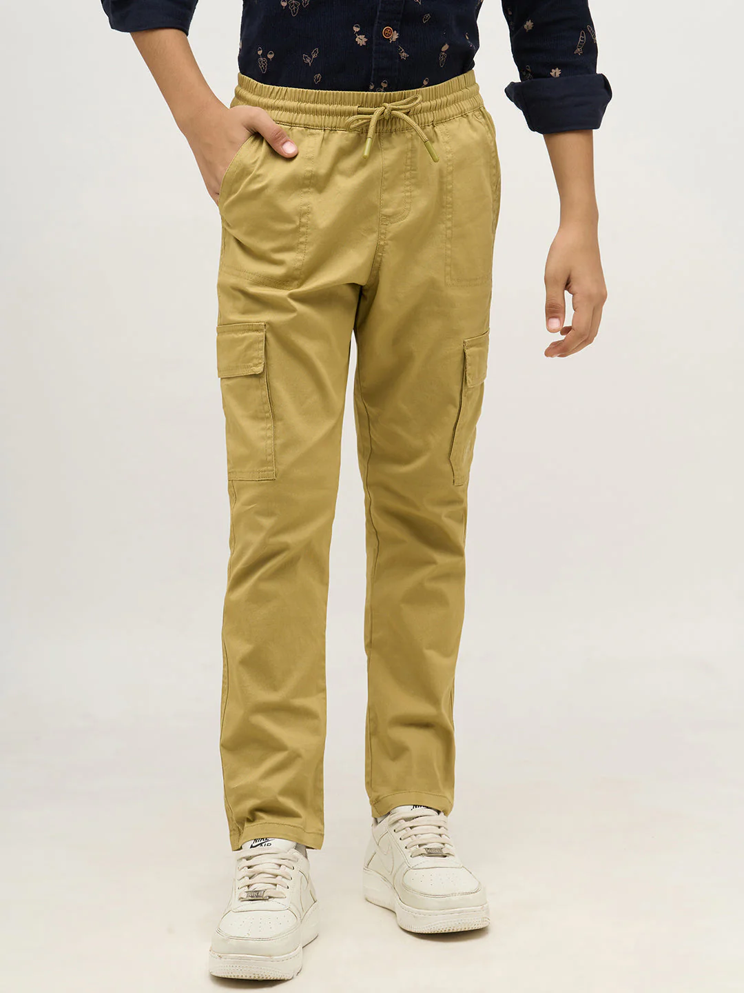 Boys Khaki Patch Pocket Cargo Pants - Image 2