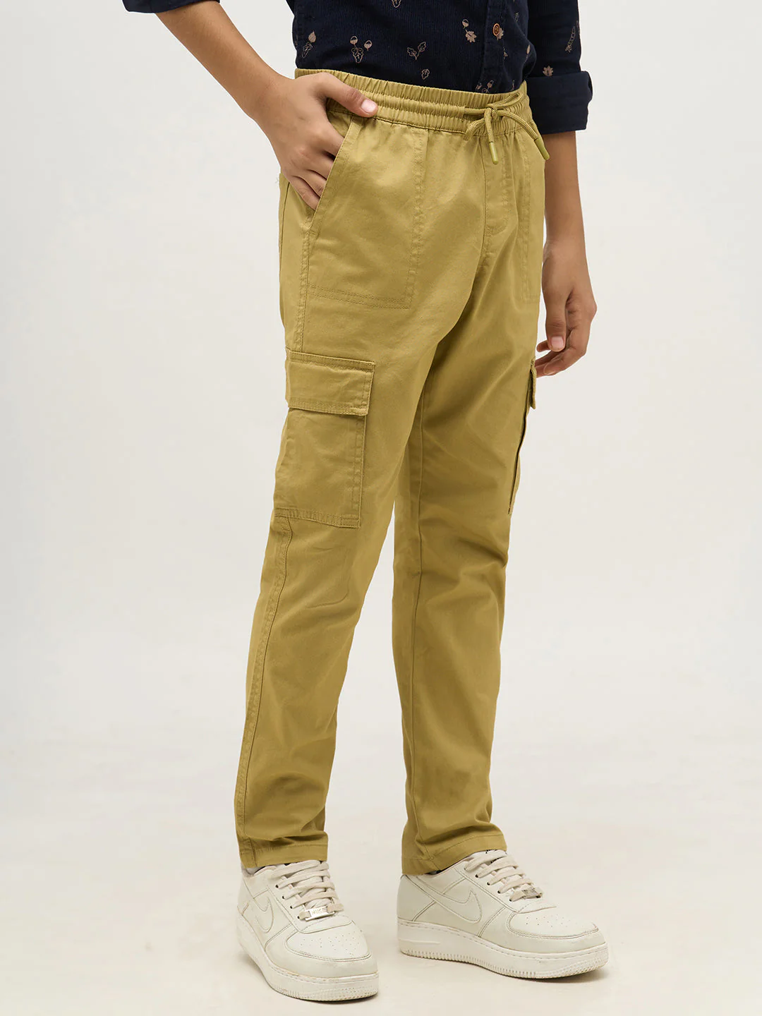 Boys Khaki Patch Pocket Cargo Pants - Image 4