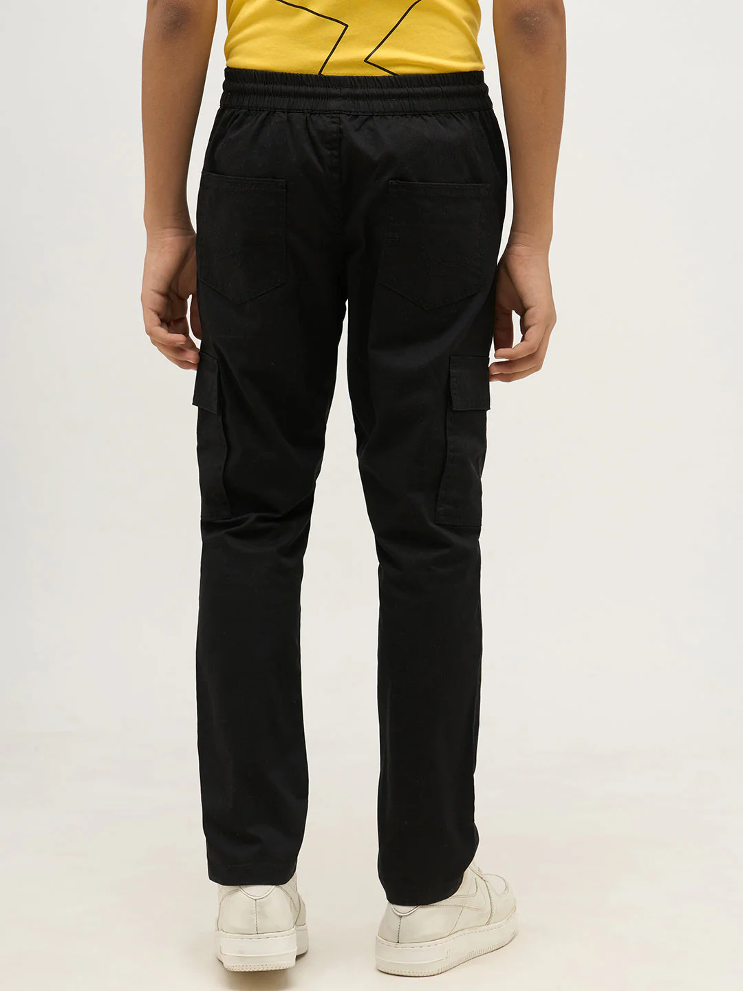 Boys Black Patch Pocket Cargo Pants - Image 4