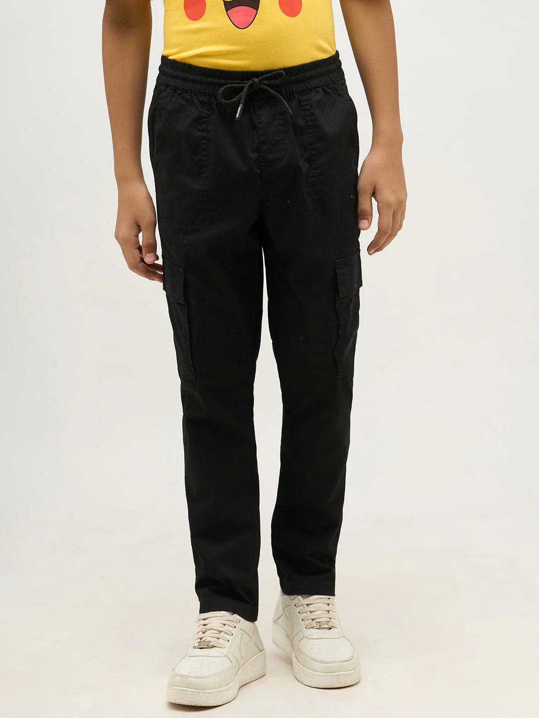 Boys Black Patch Pocket Cargo Pants - Image 7