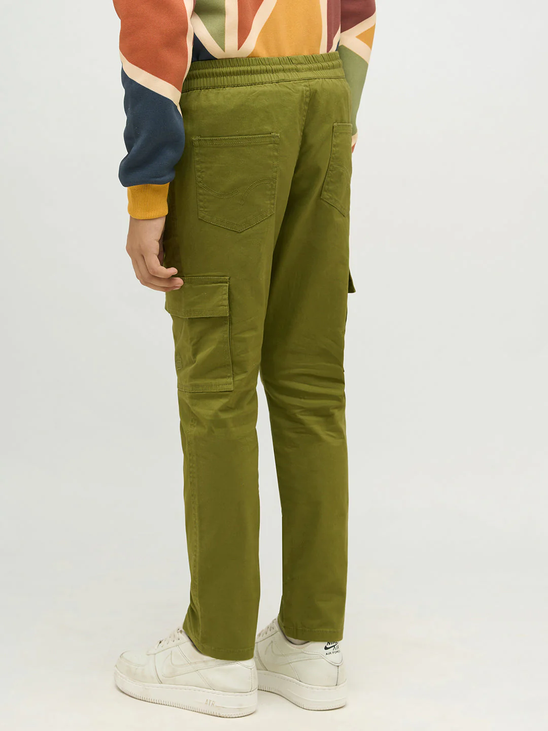 Boys Green Patch Pocket Cargo Pants - Image 3
