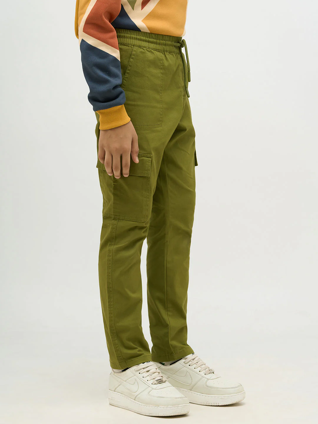 Boys Green Patch Pocket Cargo Pants - Image 4