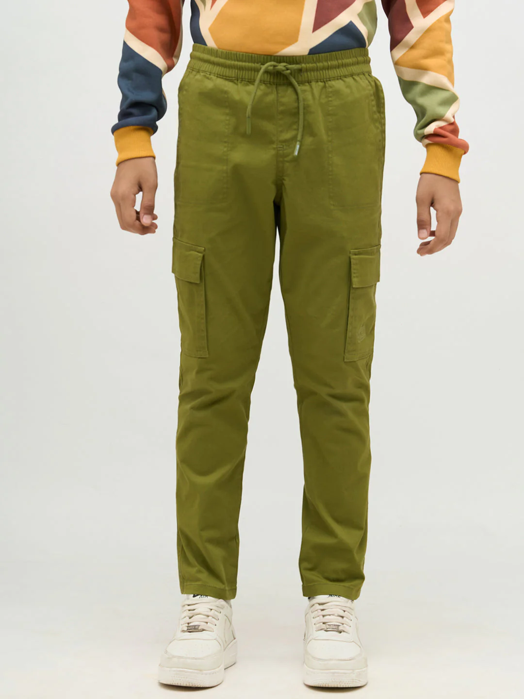 Boys Green Patch Pocket Cargo Pants - Image 8