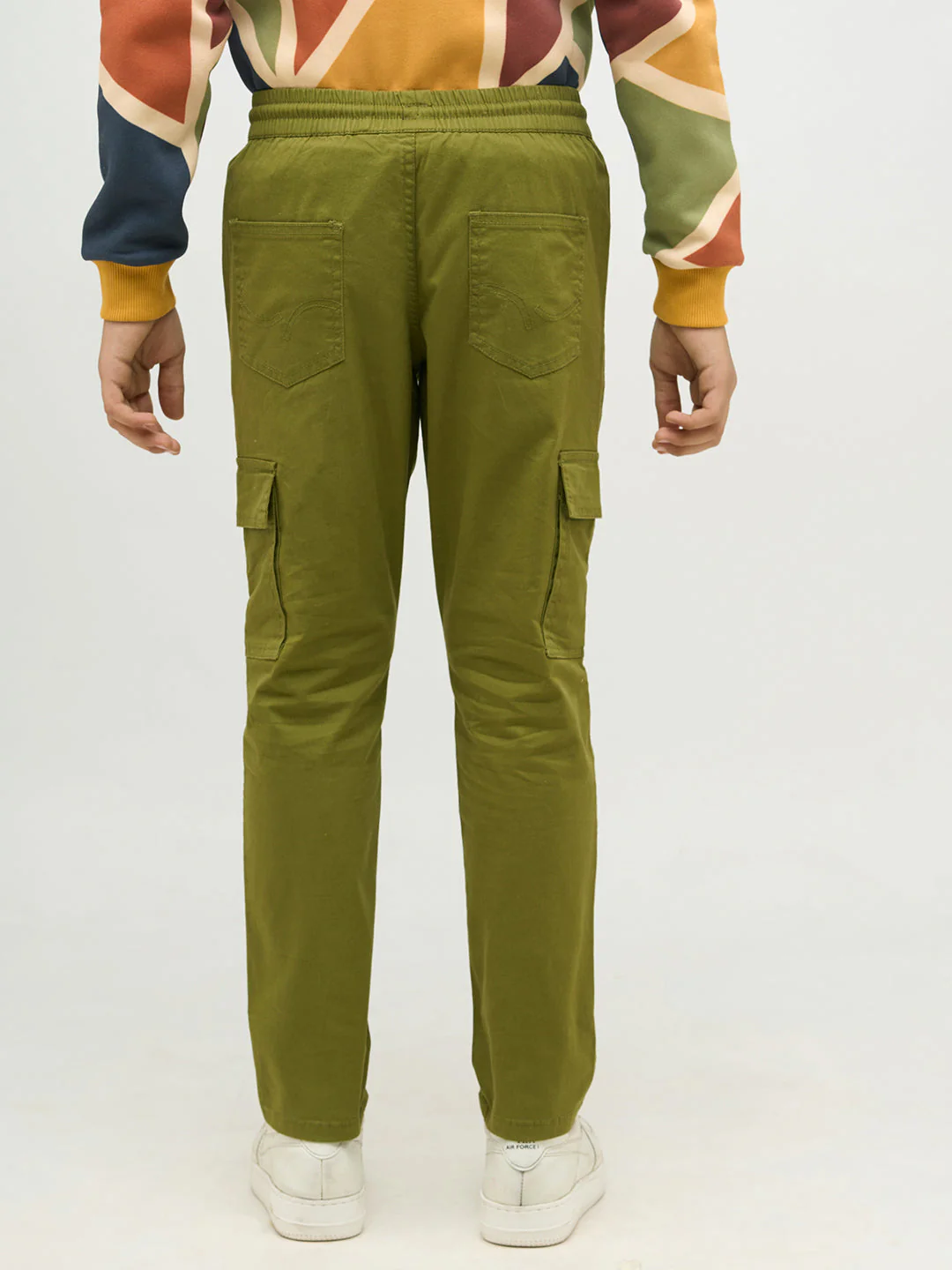 Boys Green Patch Pocket Cargo Pants - Image 9