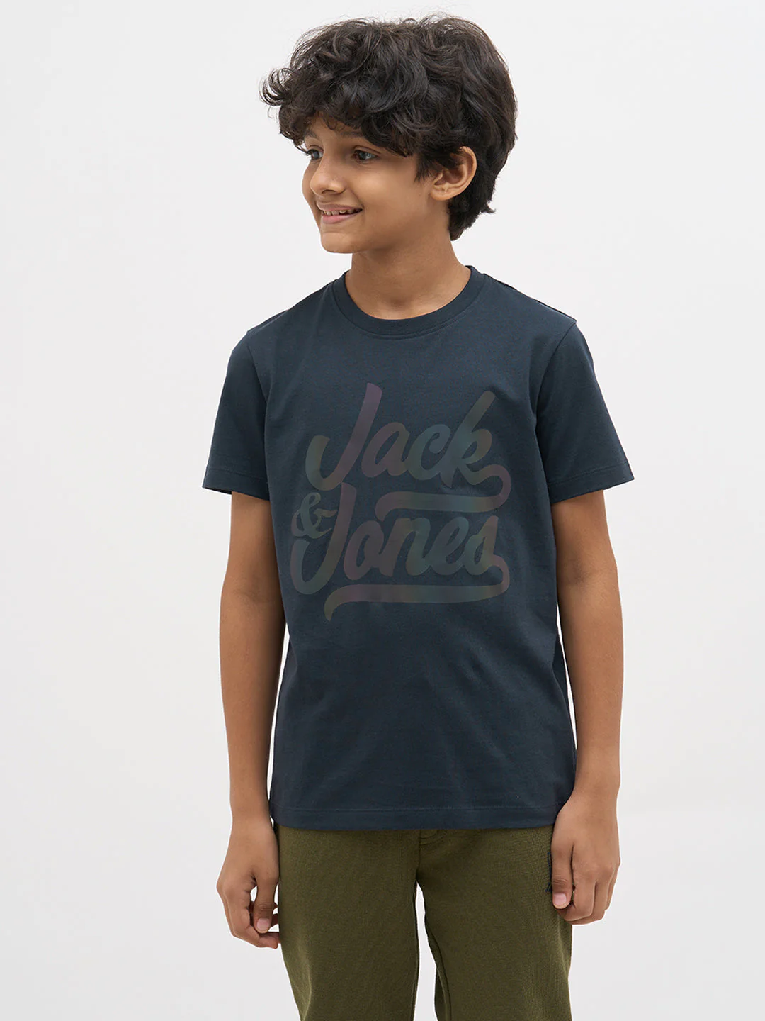 Navy Blue Logo Text T-Shirt - Image 2