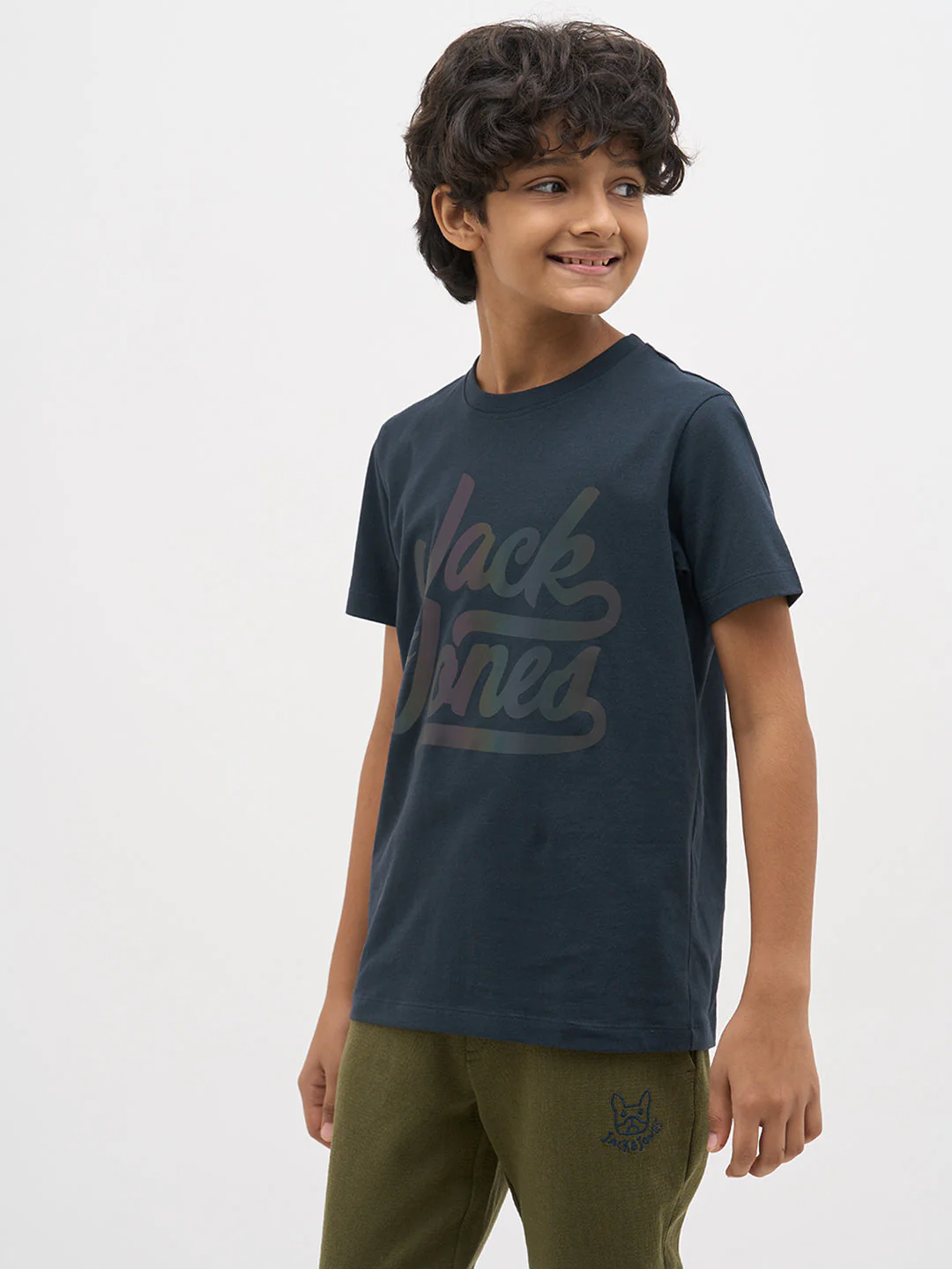 Navy Blue Logo Text T-Shirt - Image 3