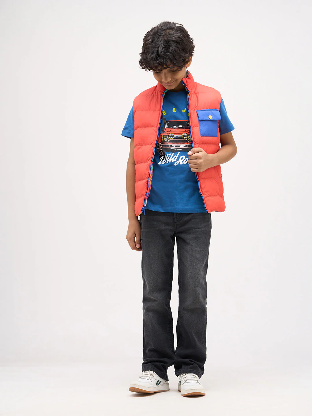 Blue Printed Cotton T-Shirt