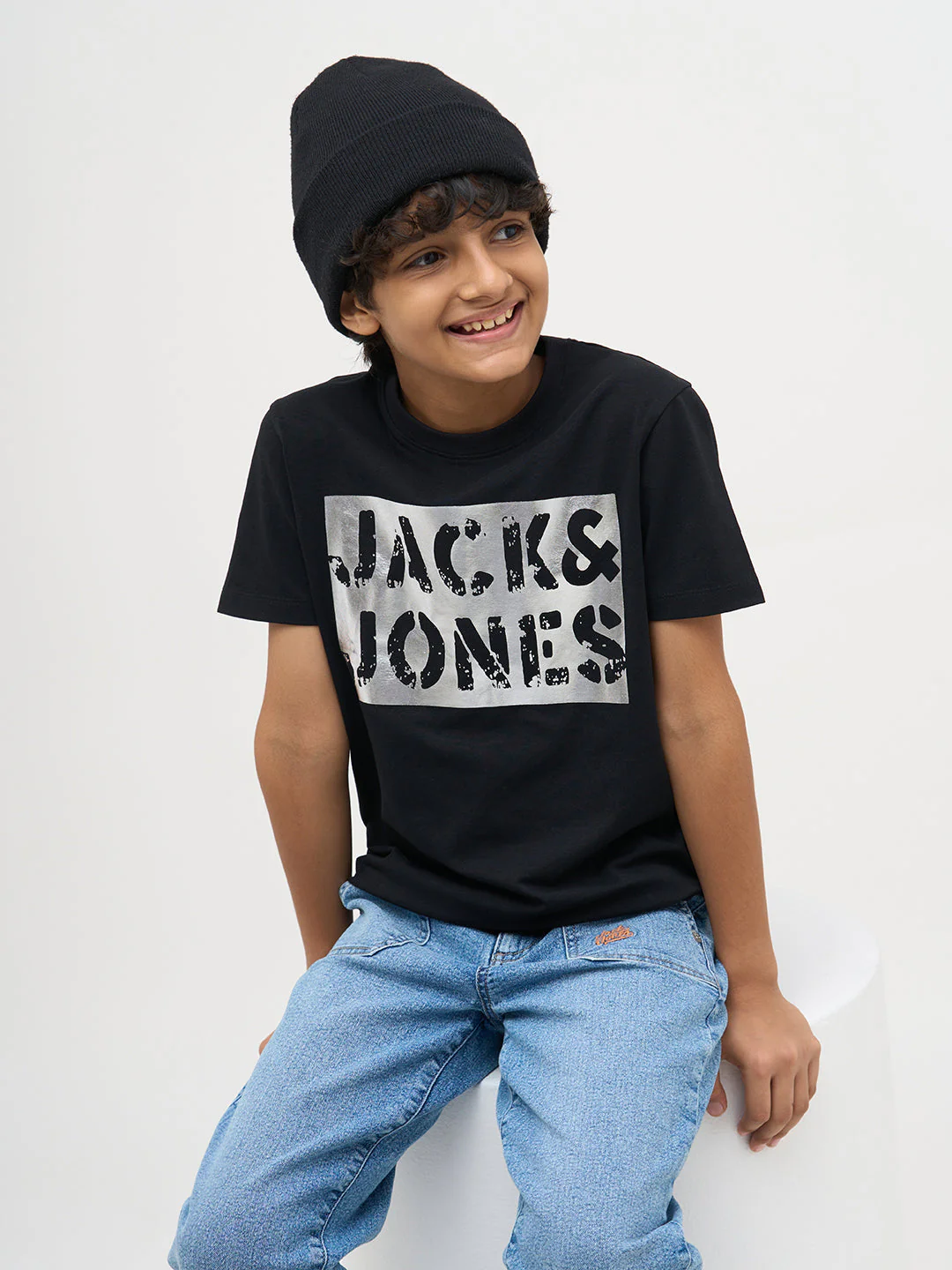 Black Logo Print Cotton T-Shirt