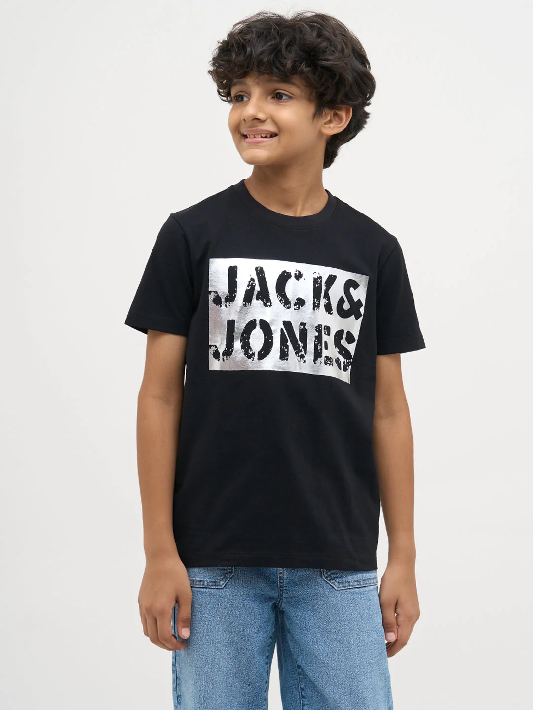 Black Logo Print Cotton T-Shirt - Image 2