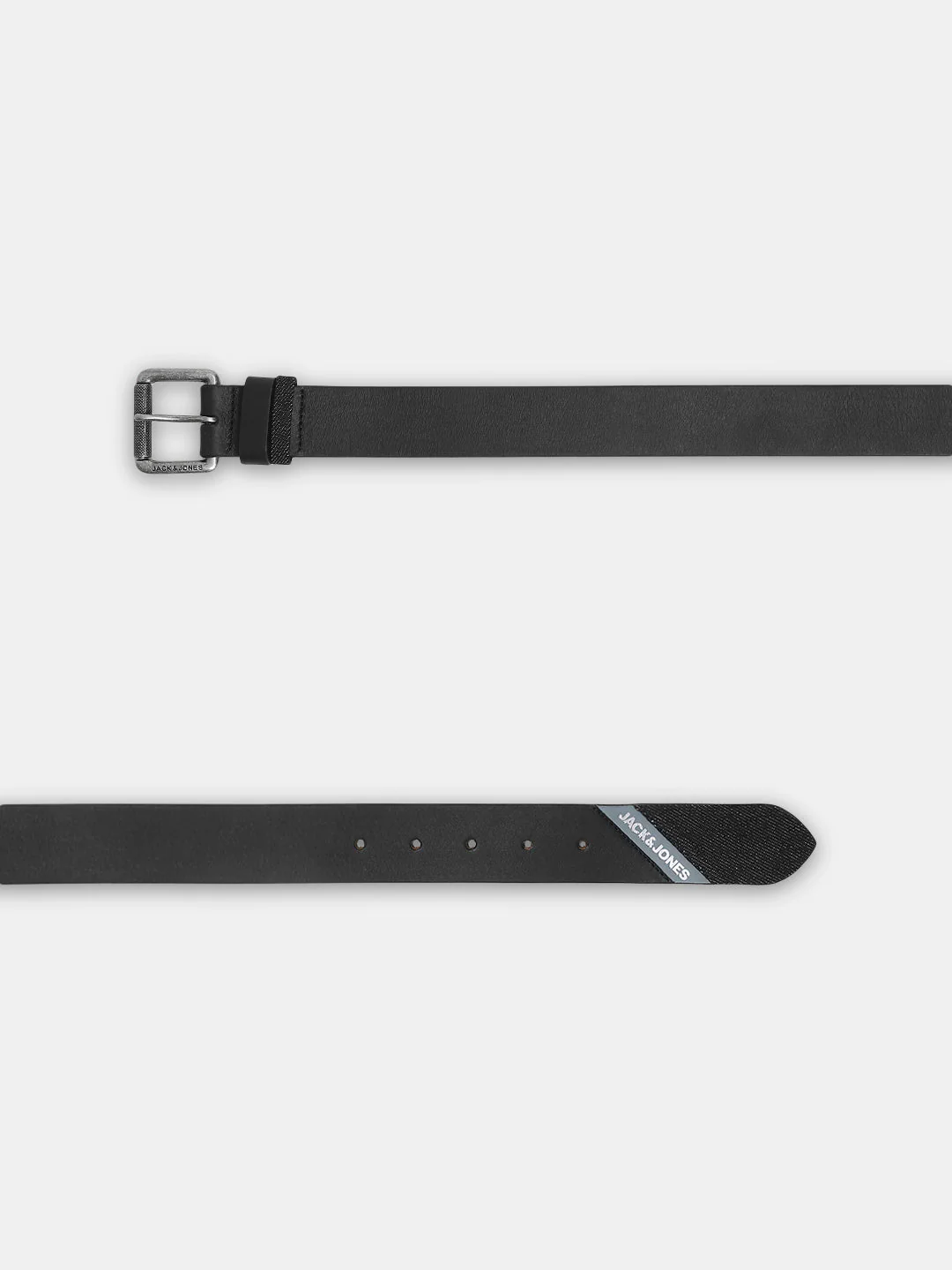 Black Denim Detail Leather Belt - Image 3