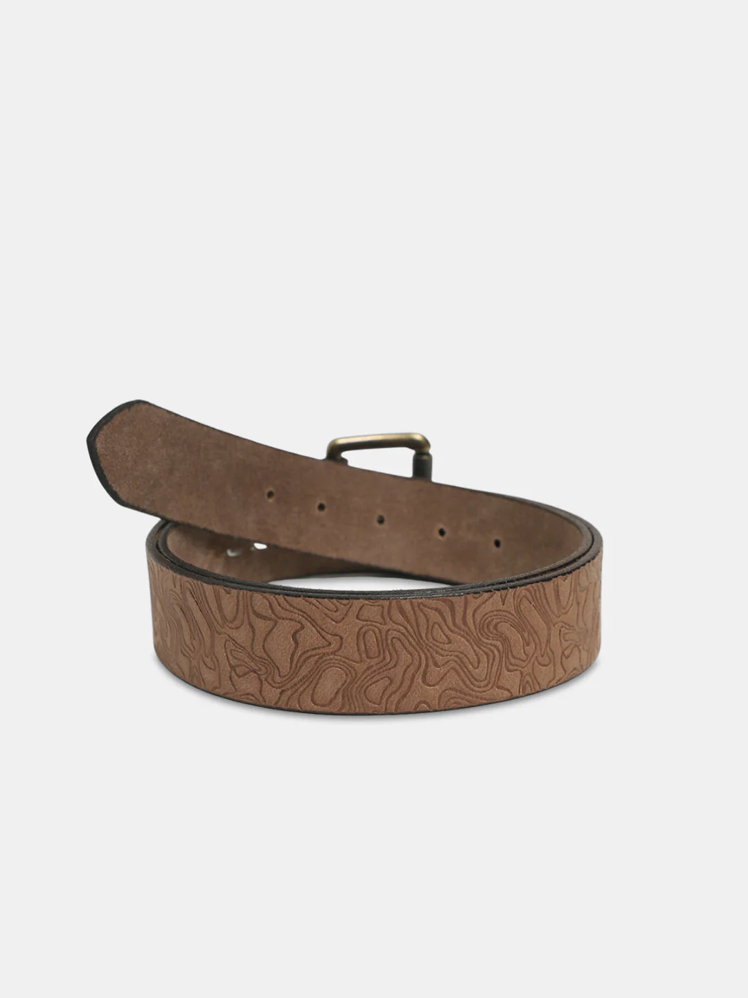 Brown Self-Design Leather Belt - Image 2