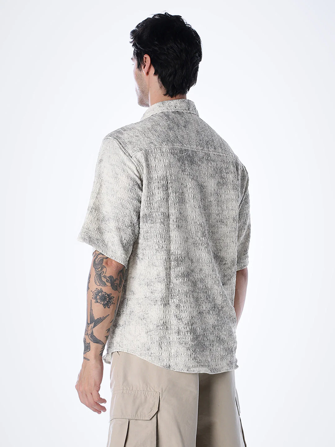 Grey Printed Knitted Shirt - Image 4